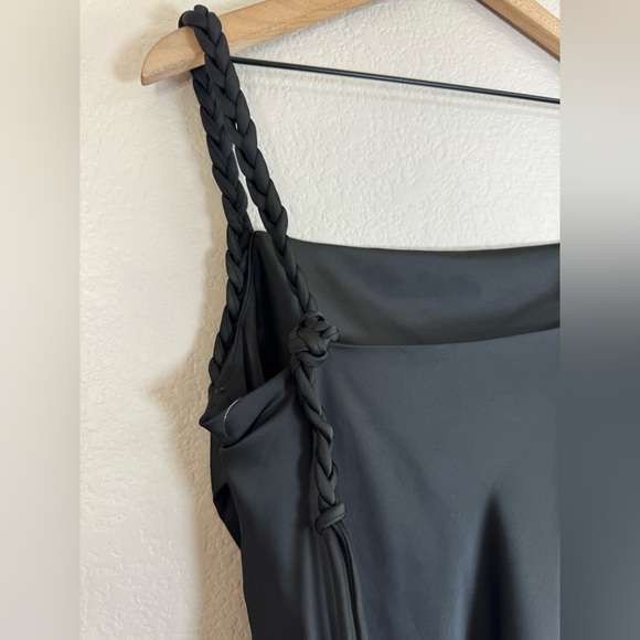 House Of Harlow 1960 x Revolve Black Satin Braided Strap Slip Mini Dress Medium - Picture 11 of 14